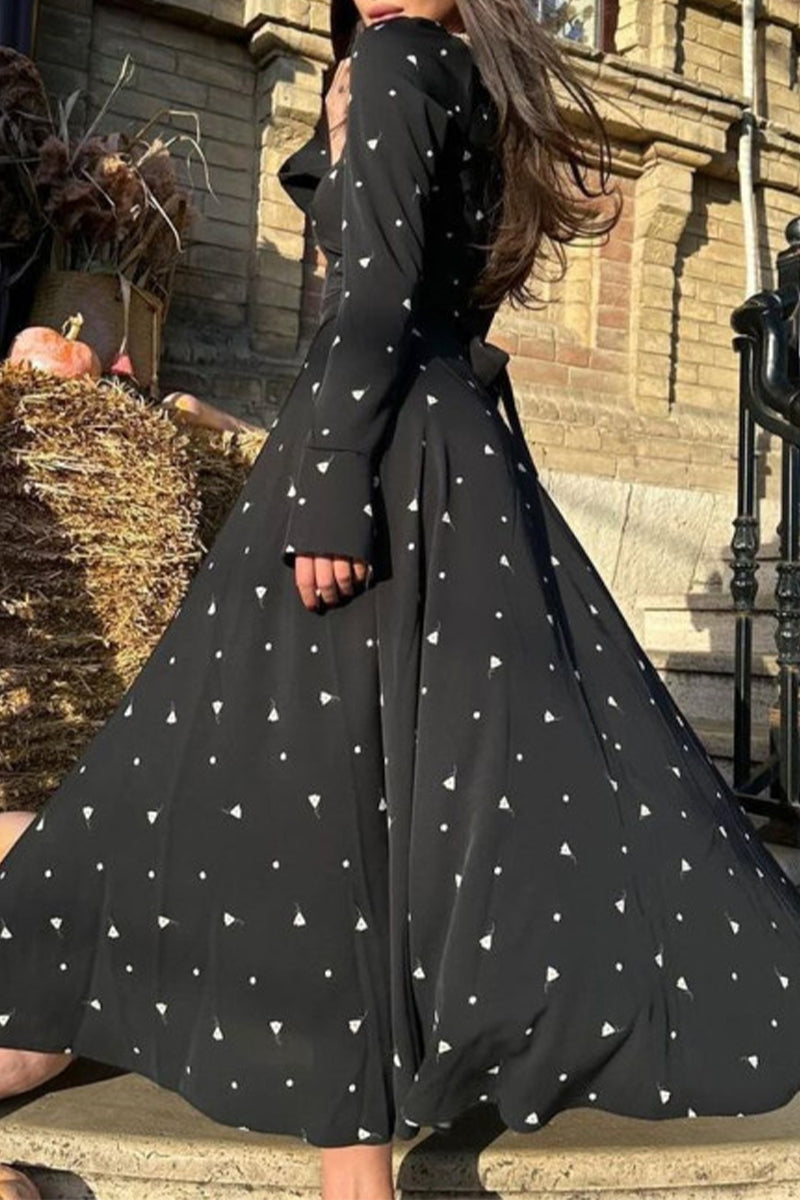 Elegant Floral Frenulum O Neck A Line Dresses(3 Colors) - Fashionpara