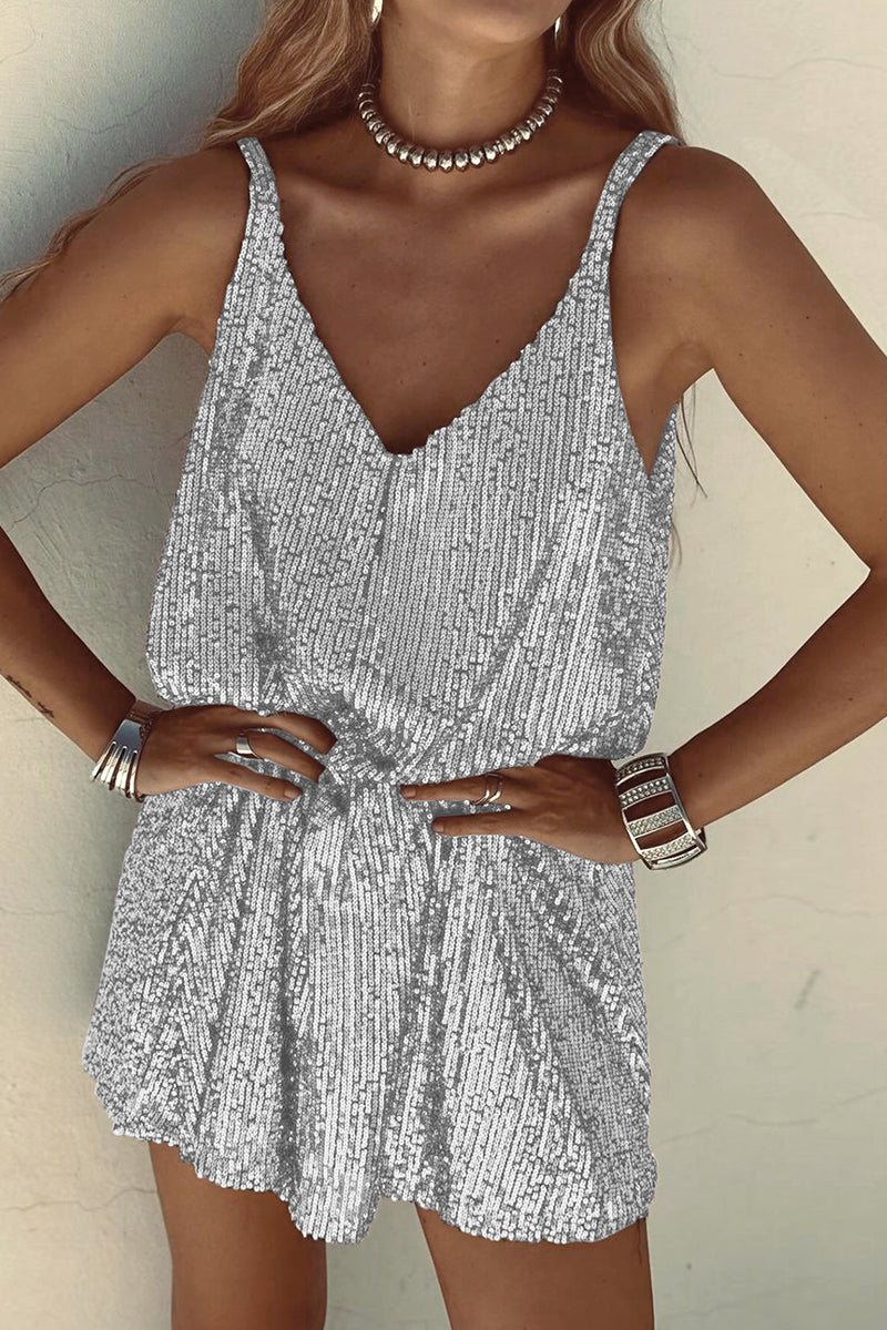 Sexy Solid Sequins V Neck Sling Dress Dresses(6 Colors) - Fashionpara