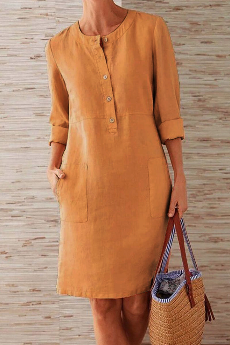 Fashion Street Solid O Neck A Line Dresses - Fashionpara