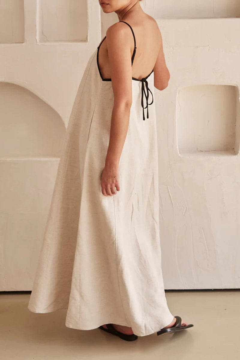 Casual Solid Patchwork Square Collar Sling Dress Dresses - Fashionpara