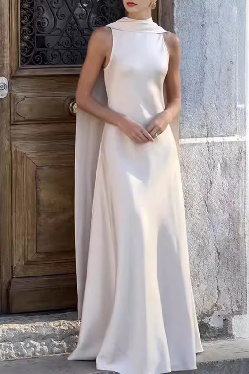 Celebrities Elegant Solid Patchwork O Neck Evening Dress Dresses - Fashionpara