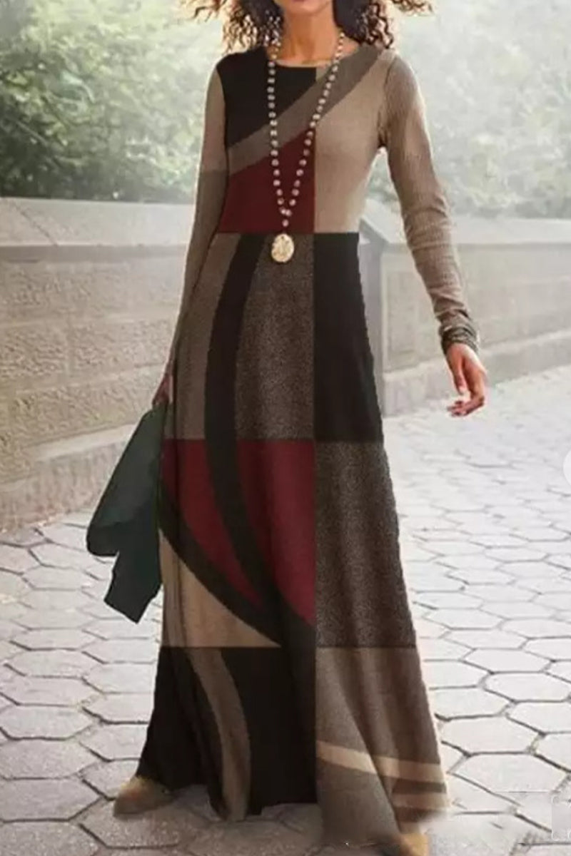 Casual Vintage Print O Neck Printed Dresses(16 Colors) - Fashionpara