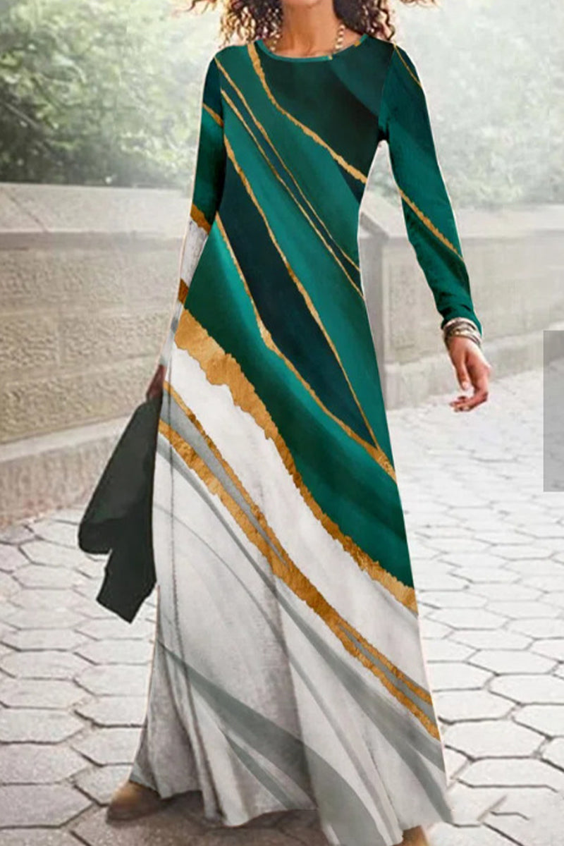 Casual Vintage Print O Neck Printed Dresses(16 Colors) - Fashionpara