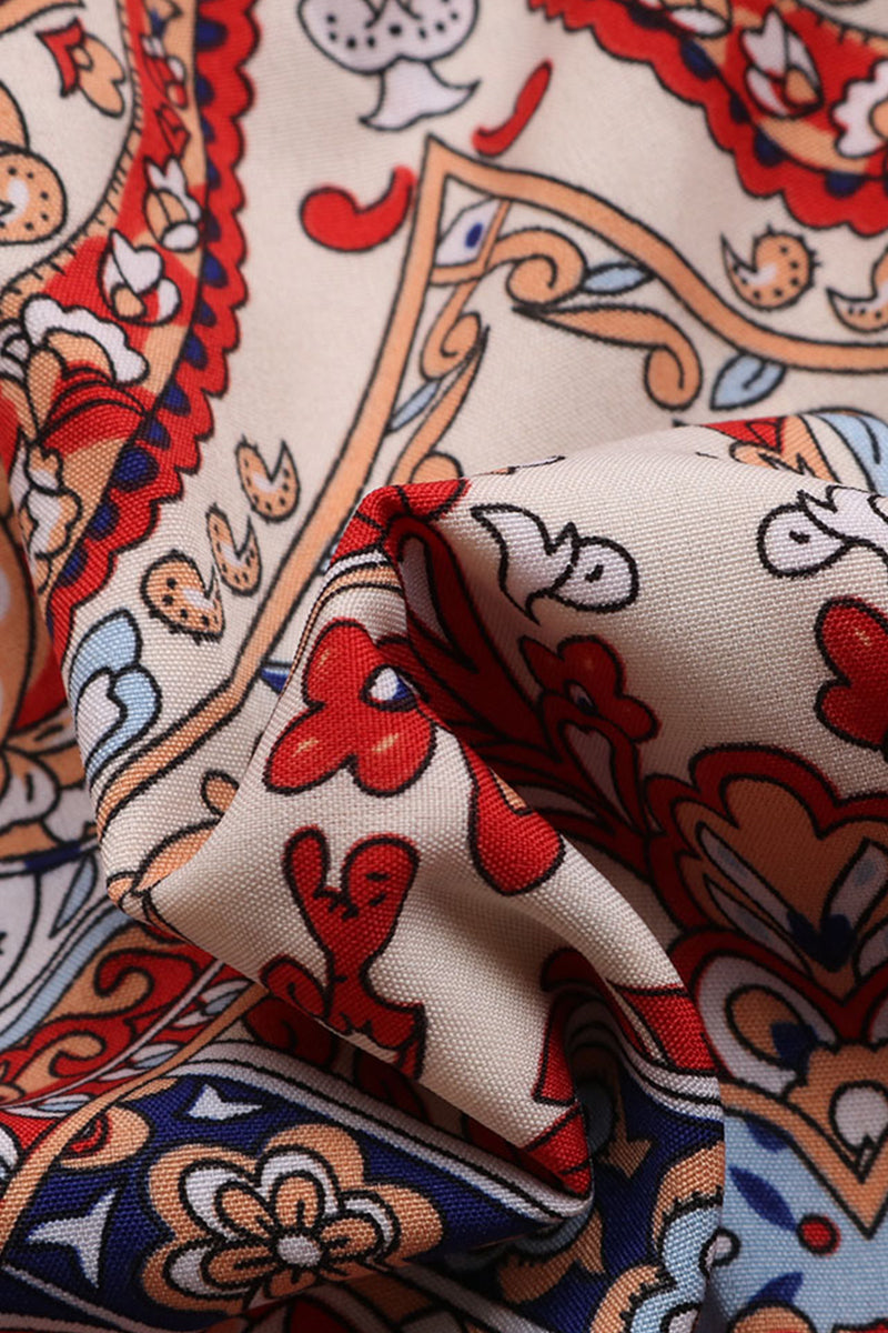 Bohemian Vintage Geometric Print Tassel Asymmetrical Halter Tops