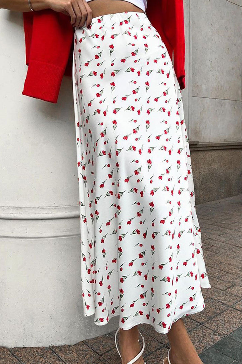 Elegant Fruit printing High Waist Type A Full Print Bottoms - Fashionpara