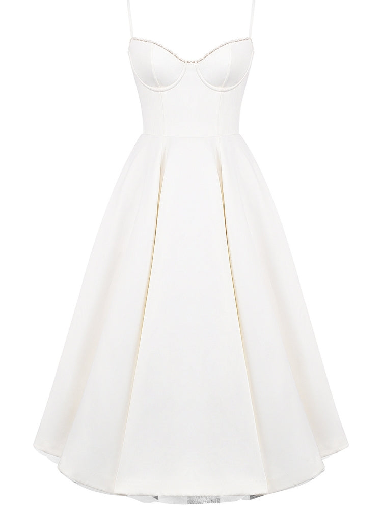 White Tulle Midi Dress - View 7