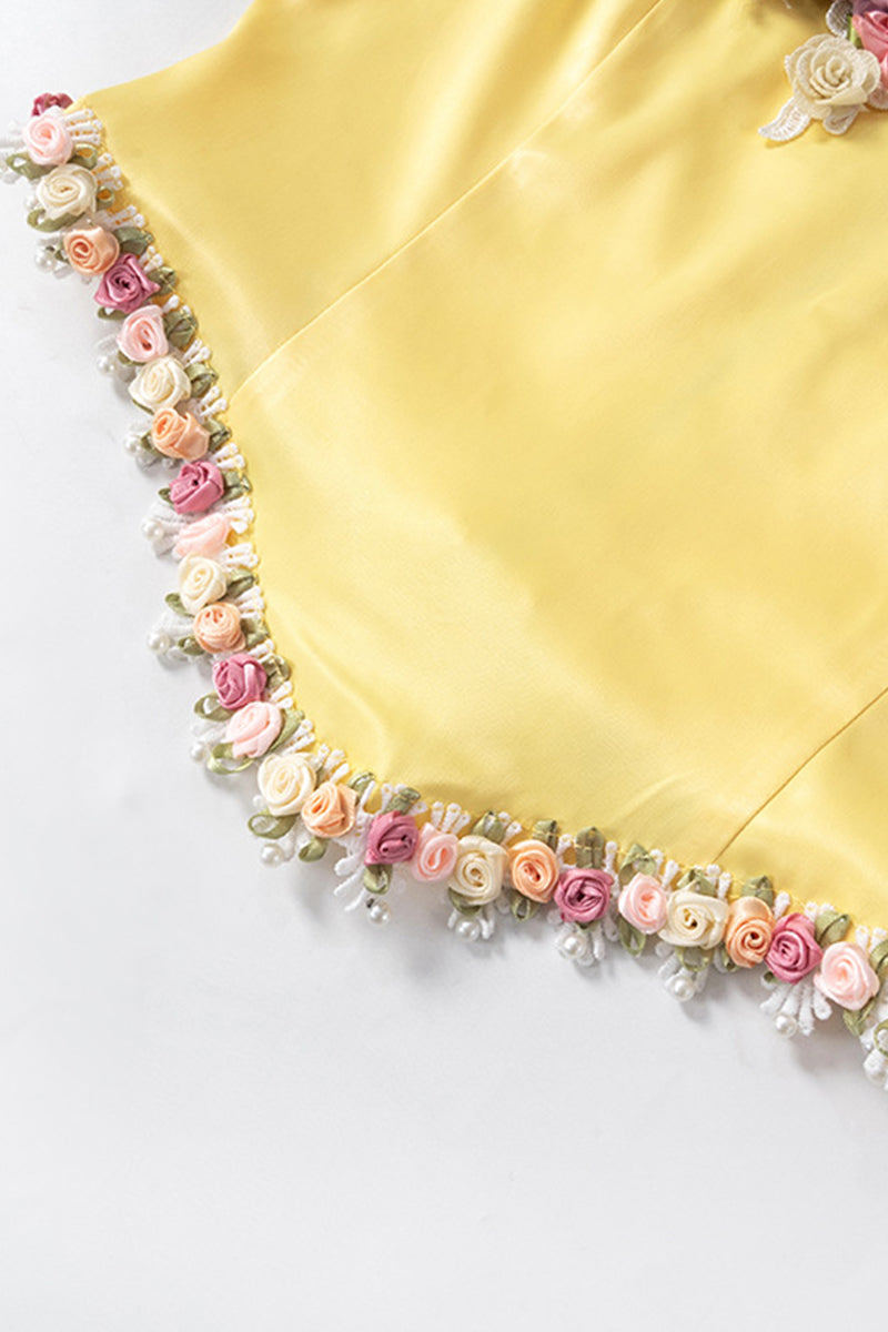 Flowers Patchwork Zipper Strapless Tops - Fashionpara