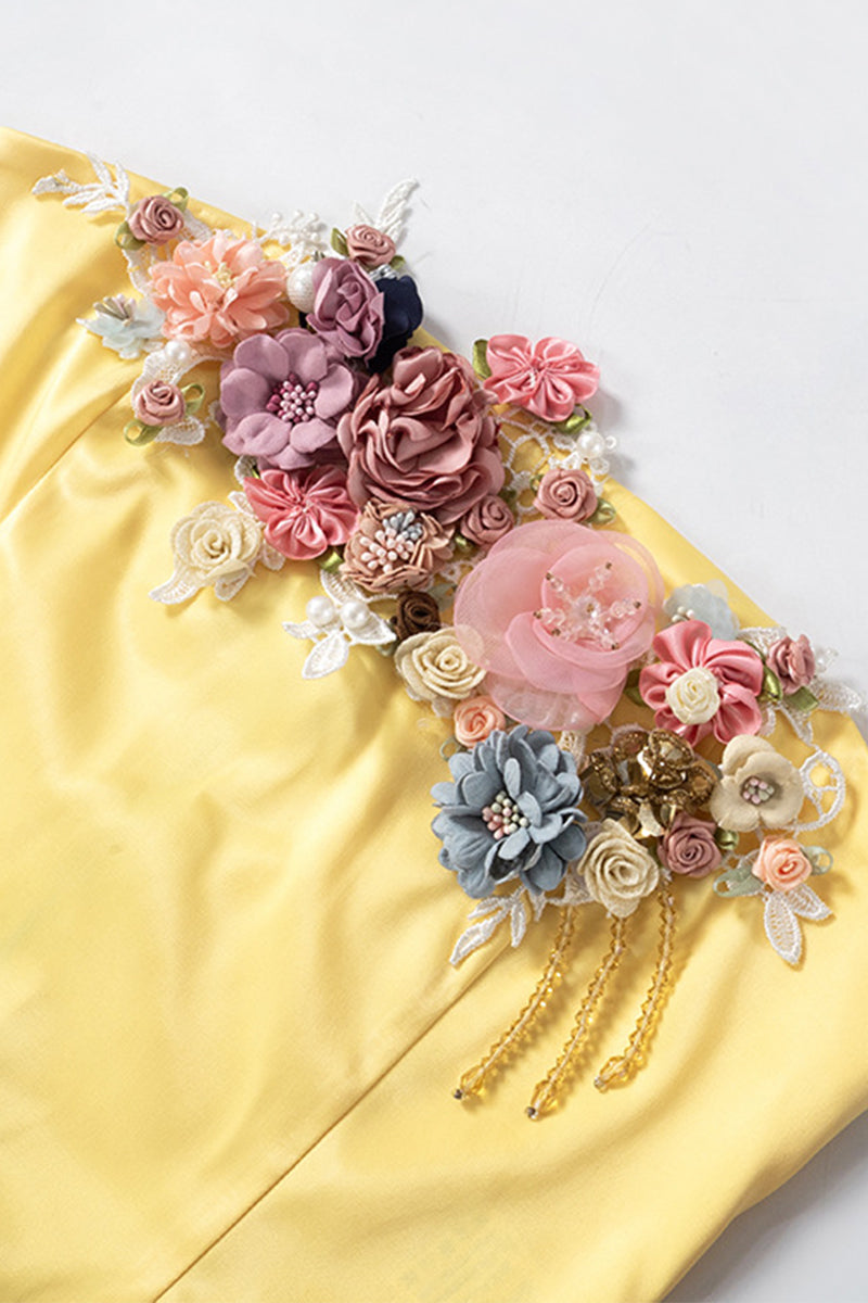 Flowers Patchwork Zipper Strapless Tops - Fashionpara