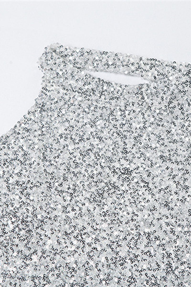 Sexy Party Solid Sequins Backless Halter Wrapped Skirt Dresses - Fashionpara