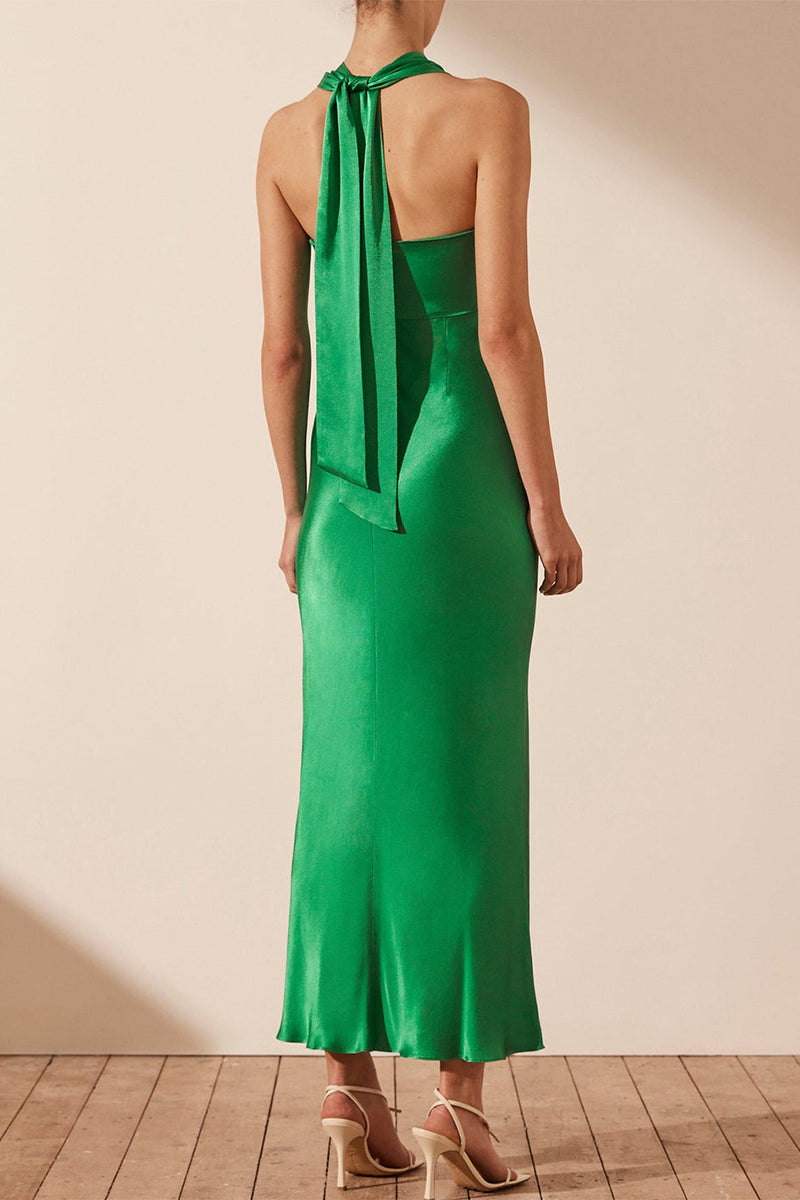 Sexy Solid Frenulum Halter One Step Skirt Dresses - Fashionpara