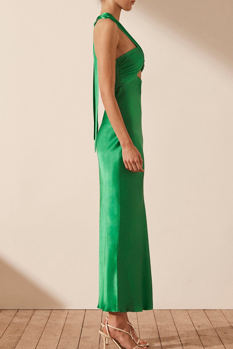 Sexy Solid Frenulum Halter One Step Skirt Dresses - Fashionpara