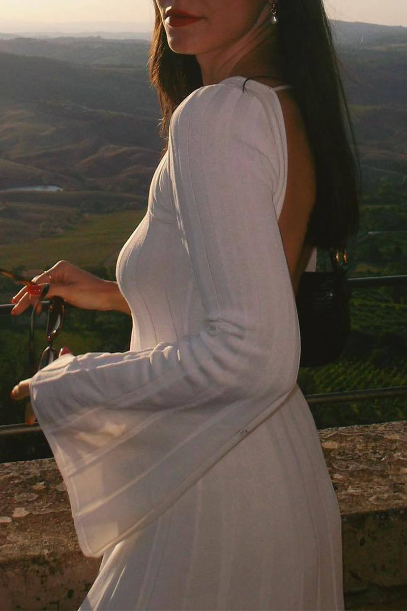 Sexy Solid Frenulum Backless O Neck One Step Skirt Dresses - Fashionpara