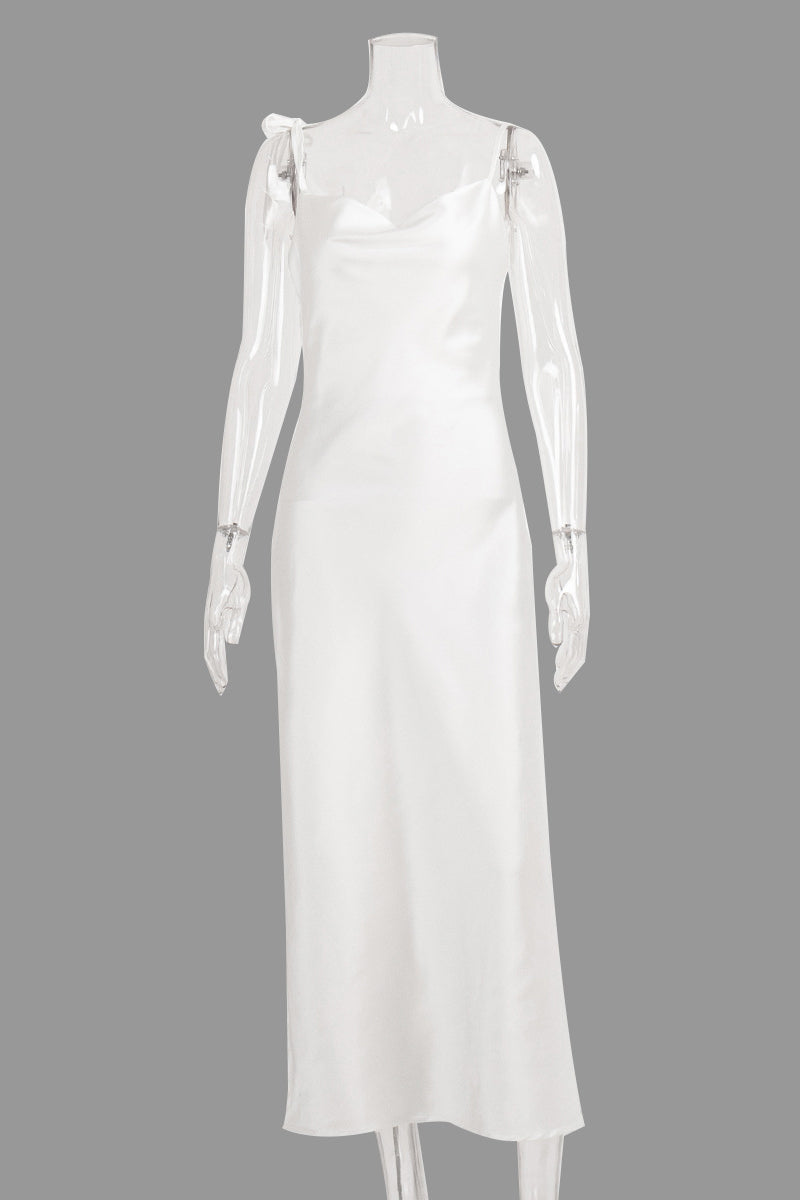 Sexy Solid Bandage Backless Slit U Neck Sling Dresses - Fashionpara