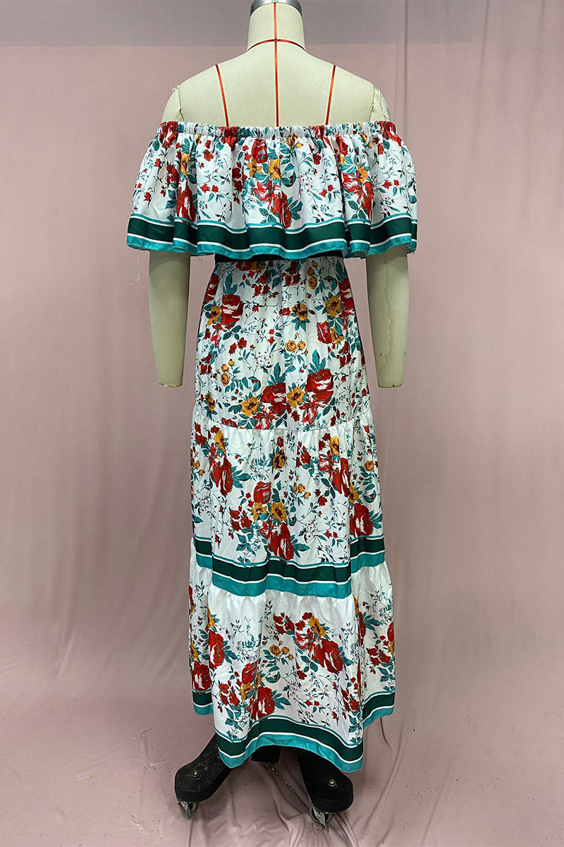 Floral Frenulum Off the Shoulder Printed Dresses(9 Colors)