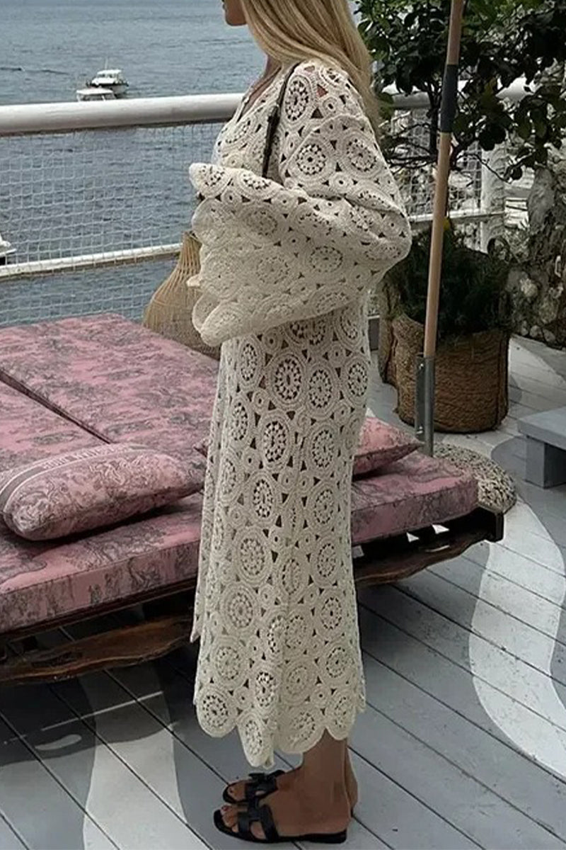 Sexy Solid Embroidered V Neck One Step Skirt Dresses - Fashionpara