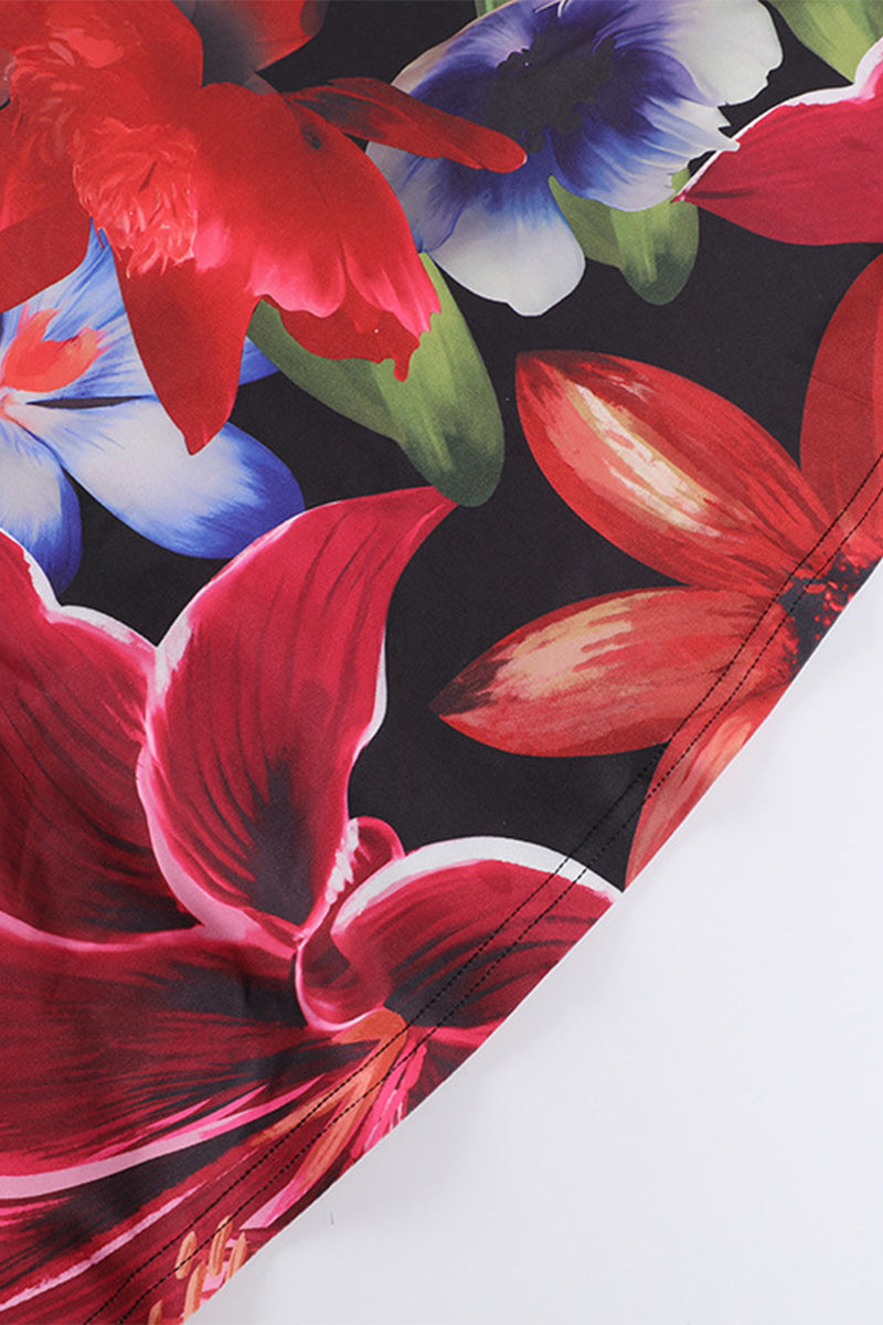 Sexy Floral Not Positioning Printed Backless Halter One Step Skirt Dresses - Fashionpara