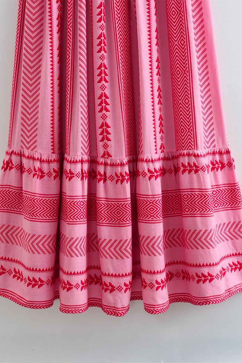 Sexy Vacation Geometric Hook Flower Tassel Embroidered Three-dimensional Pattern Sling Dresses(No Belt) - Fashionpara