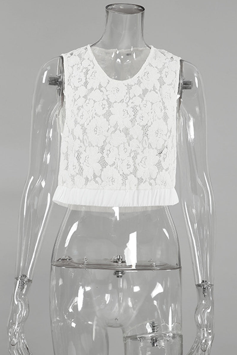 Sexy Solid Lace V Neck Tops - Fashionpara