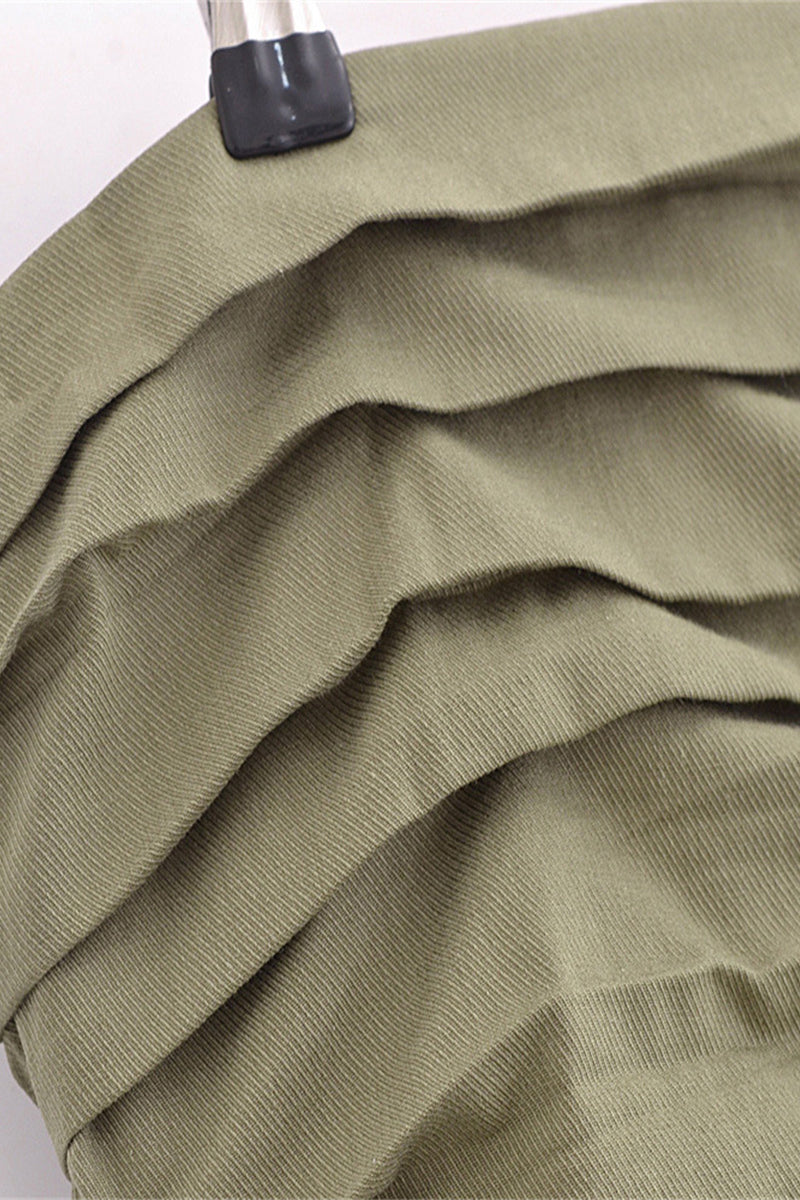 Casual Street Solid Color Pocket Ruched With Belt Strapless Sleeveless Two Pieces - Fashionpara