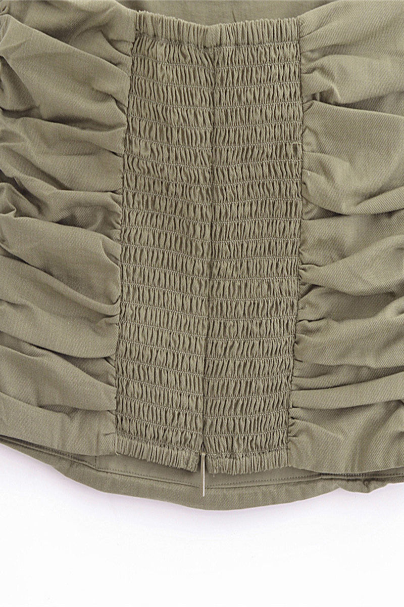 Casual Street Solid Color Pocket Ruched With Belt Strapless Sleeveless Two Pieces - Fashionpara