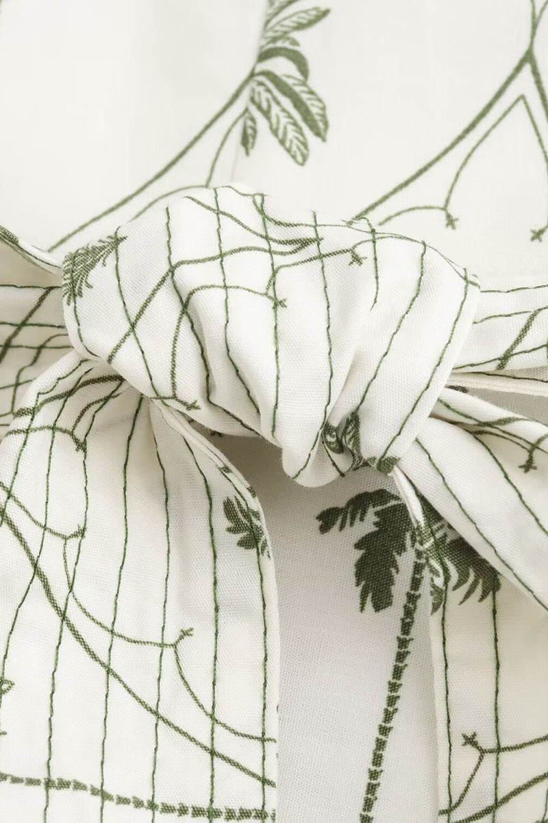 Casual Street Floral Print Lace Up V Neck A Line Dresses - Fashionpara