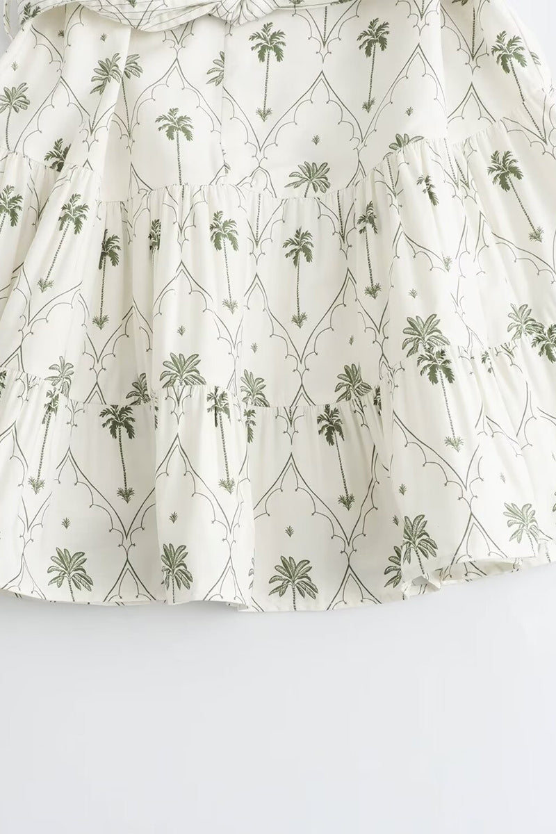 Casual Street Floral Print Lace Up V Neck A Line Dresses - Fashionpara