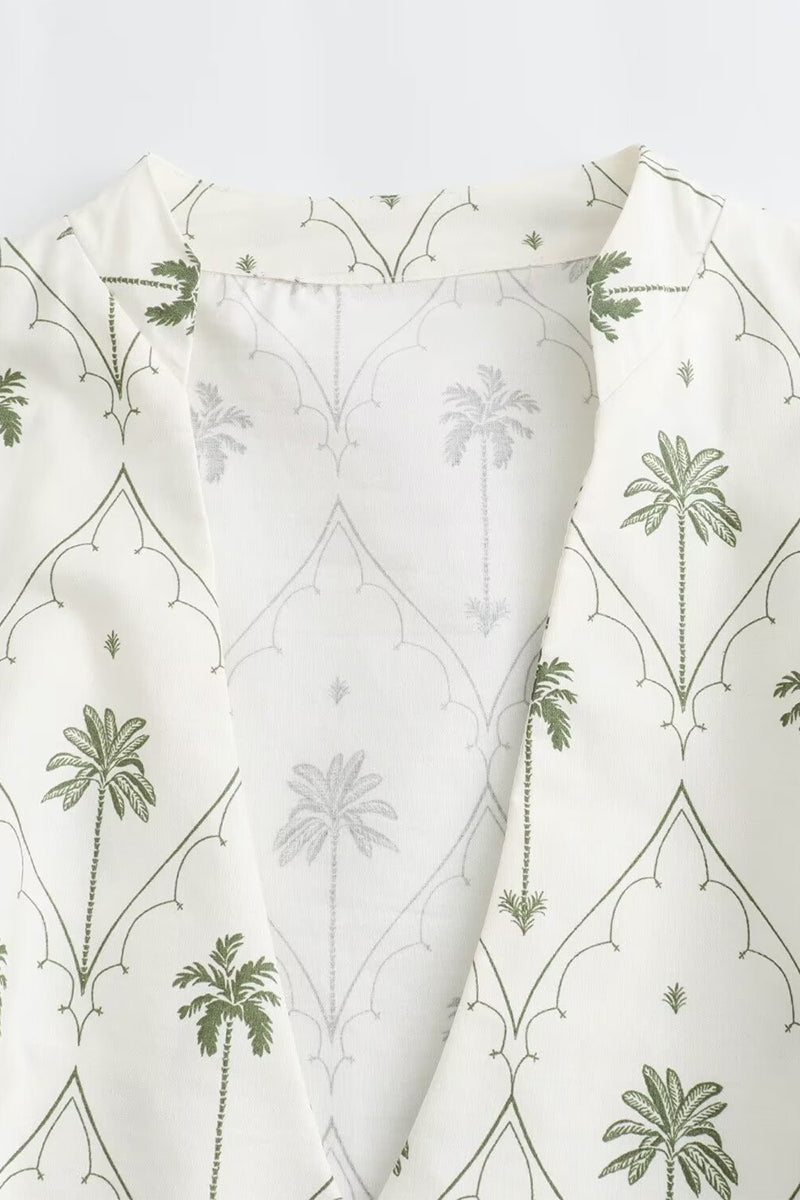 Casual Street Floral Print Lace Up V Neck A Line Dresses - Fashionpara