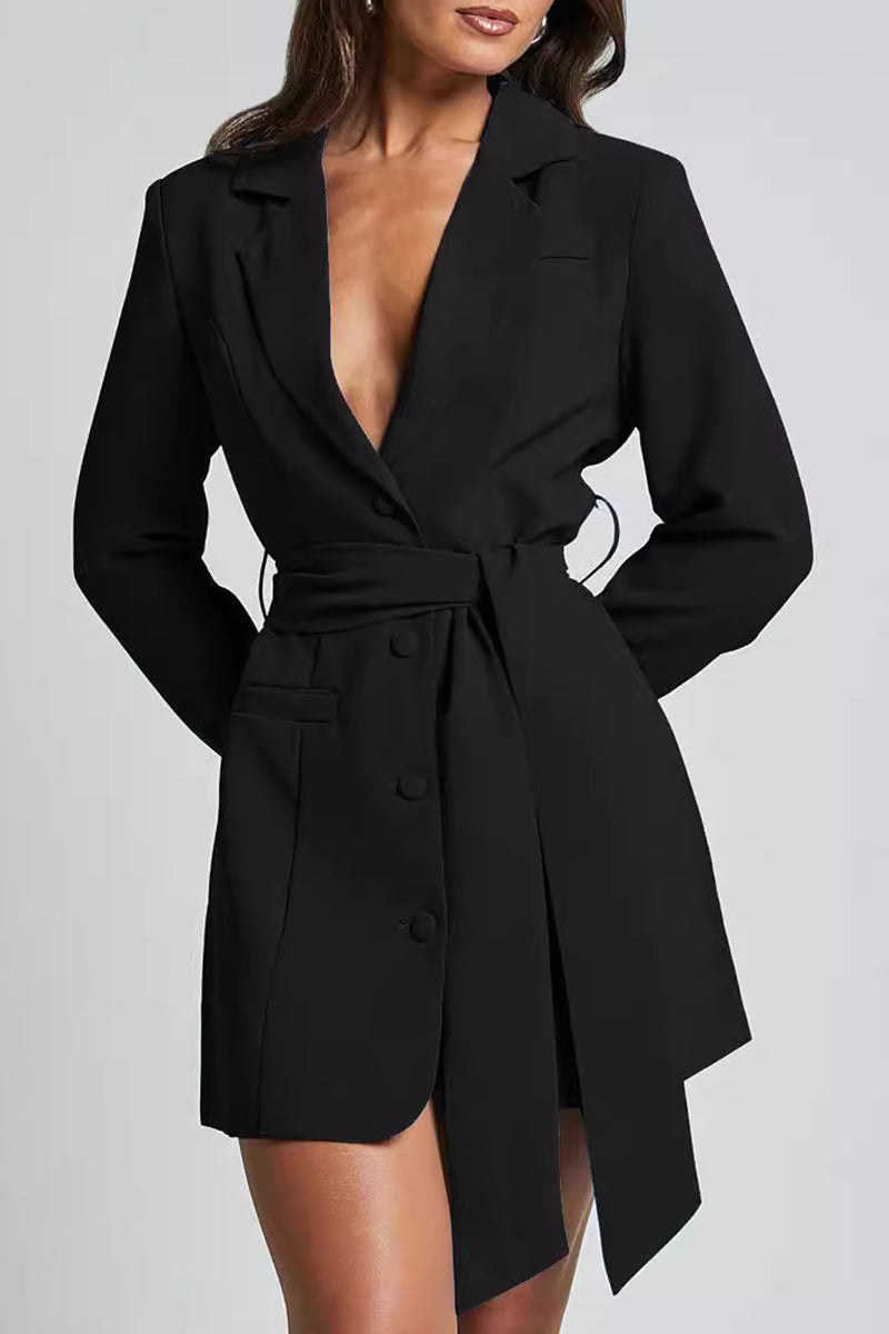 Bohonini Lace-Up Formal Suit Jacket with Turn-Back Collar