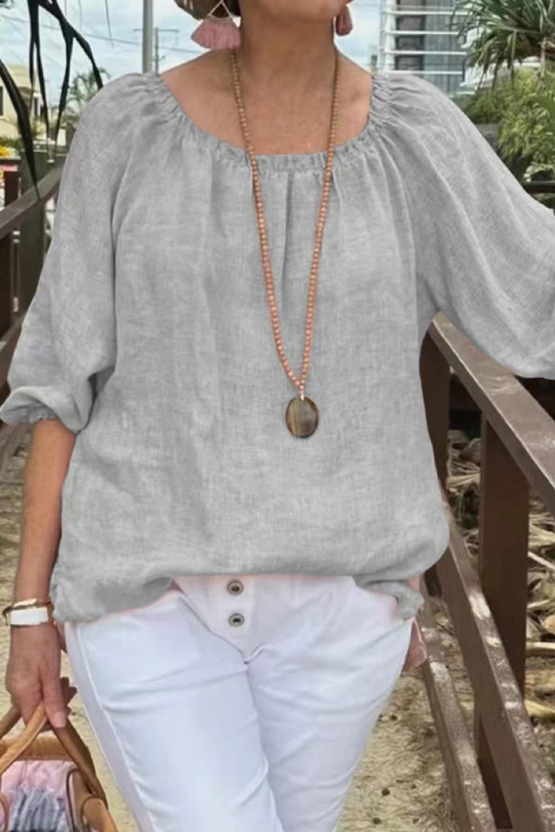 Casual Solid Color Basic O Neck Tops(9 Colors) - Fashionpara