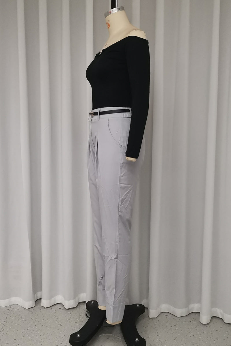 Casual Street Solid Color Pocket Ruched Off Shoulder Long Sleeve Two Pieces - Fashionpara