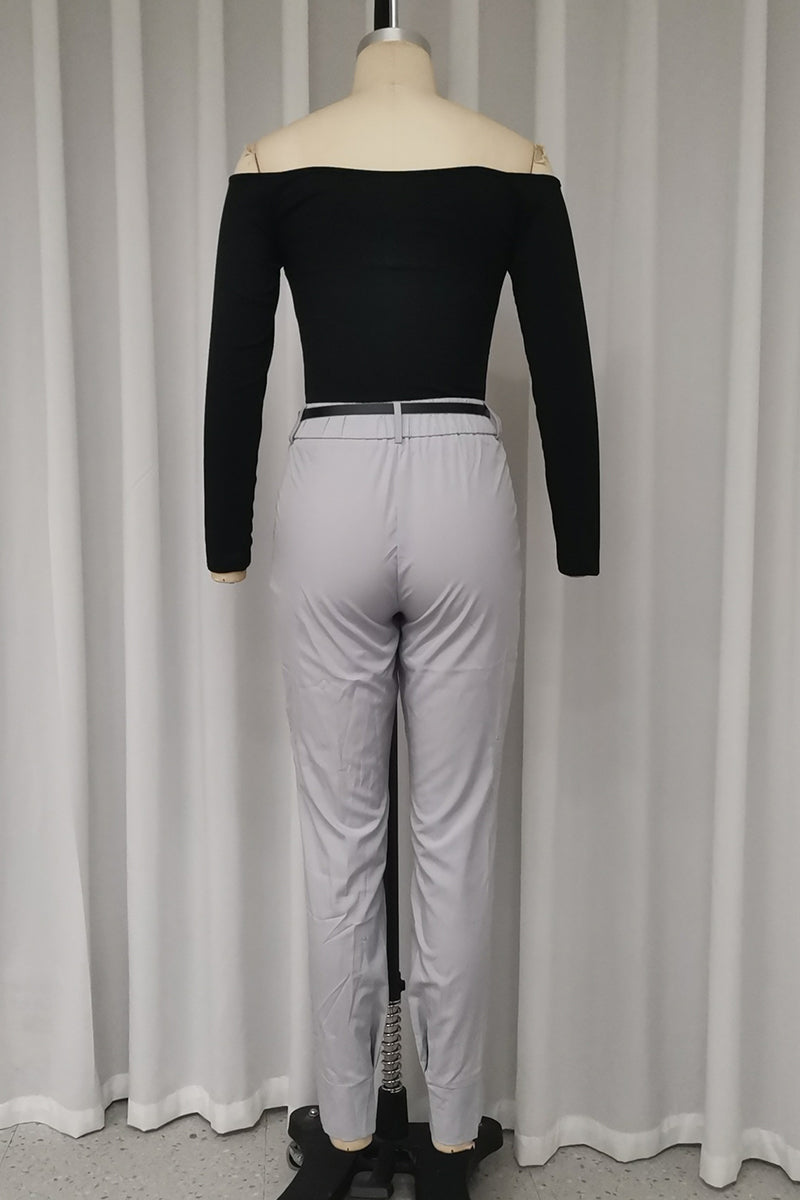 Casual Street Solid Color Pocket Ruched Off Shoulder Long Sleeve Two Pieces - Fashionpara