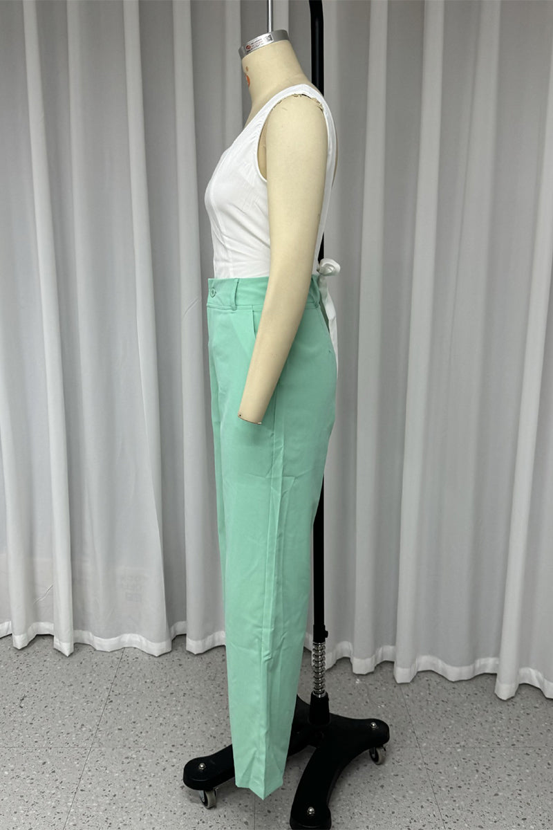 Casual Street Solid Color Lace Up Backless Without Belt Square Neck Sleeveless Two Pieces - Fashionpara