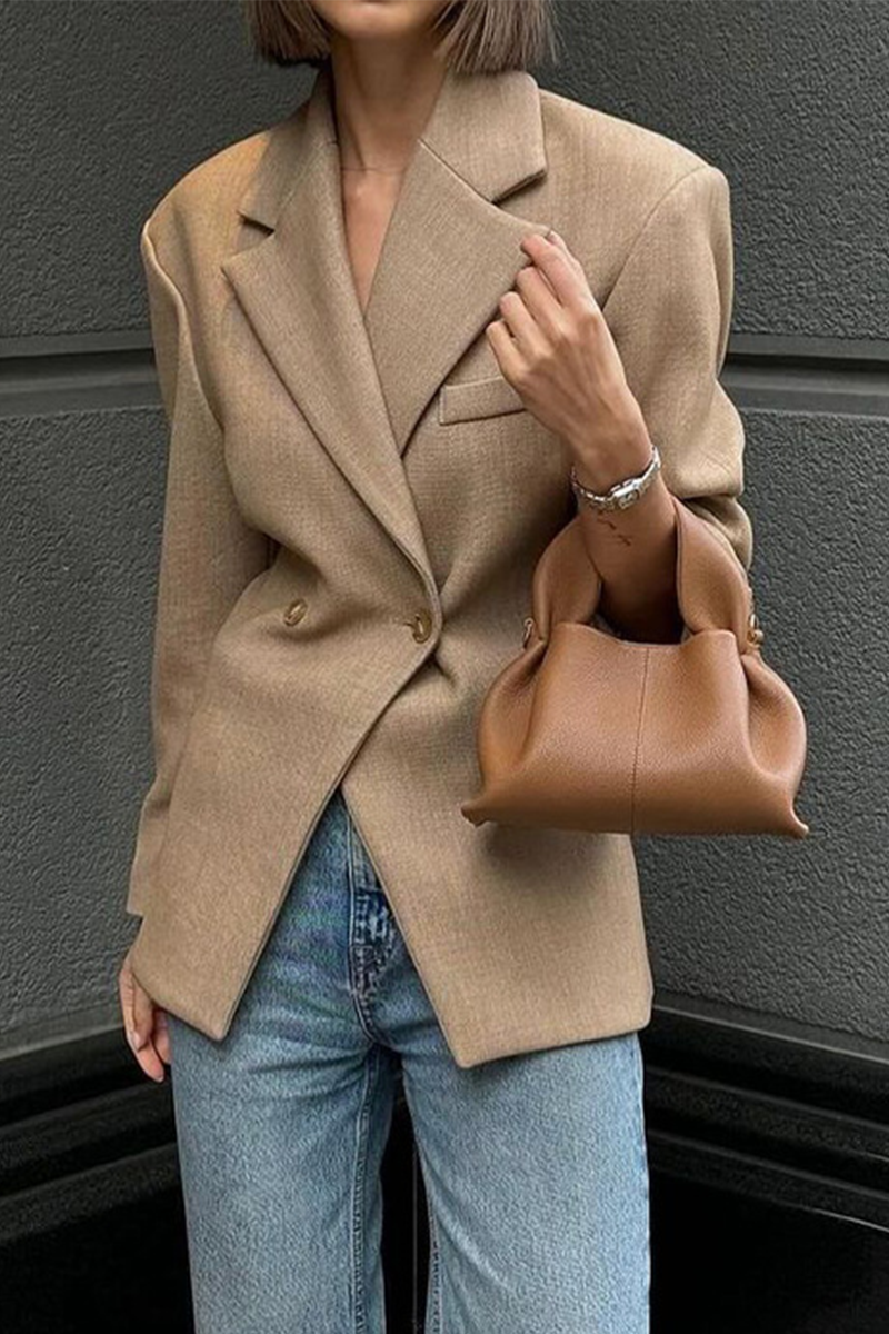 Bohonini Casual Turn-Back Collar Solid Color Outerwear Jacket