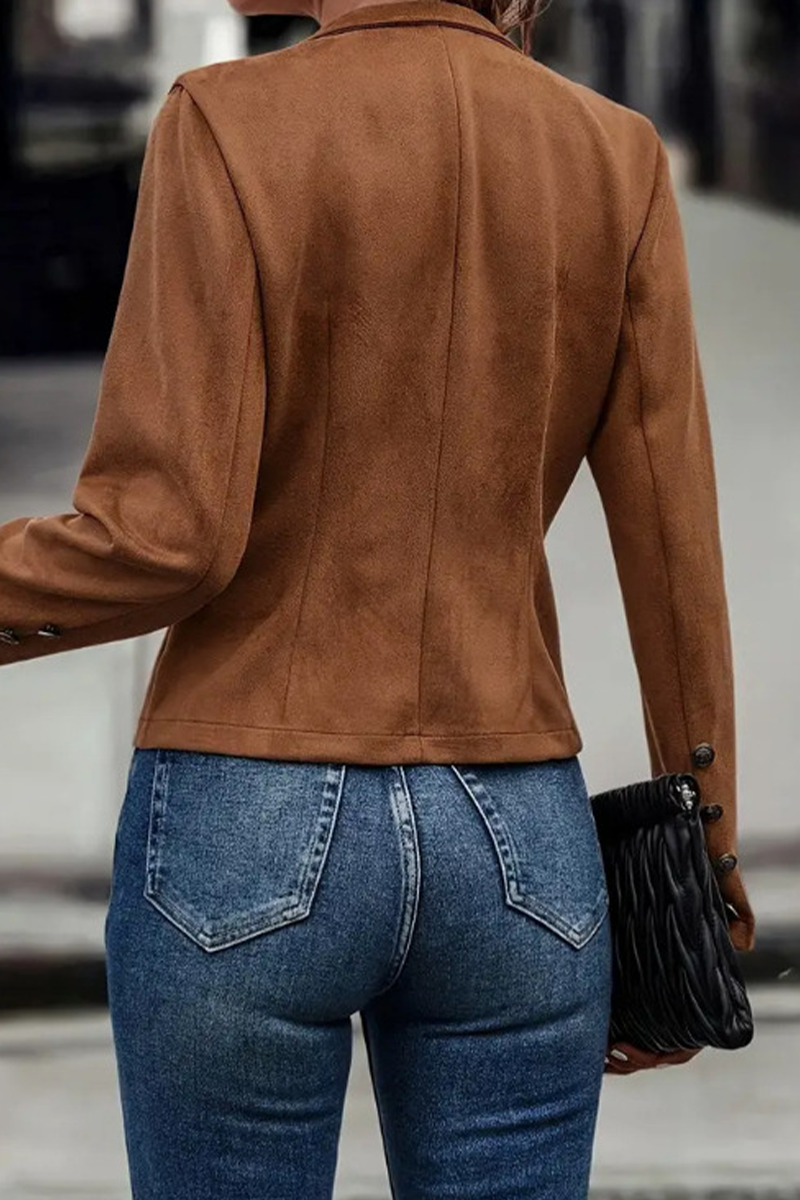 Bohonini Casual Solid Color Patchwork Half Turtleneck Jacket