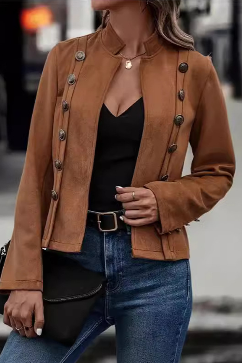 Bohonini Casual Solid Color Patchwork Half Turtleneck Jacket