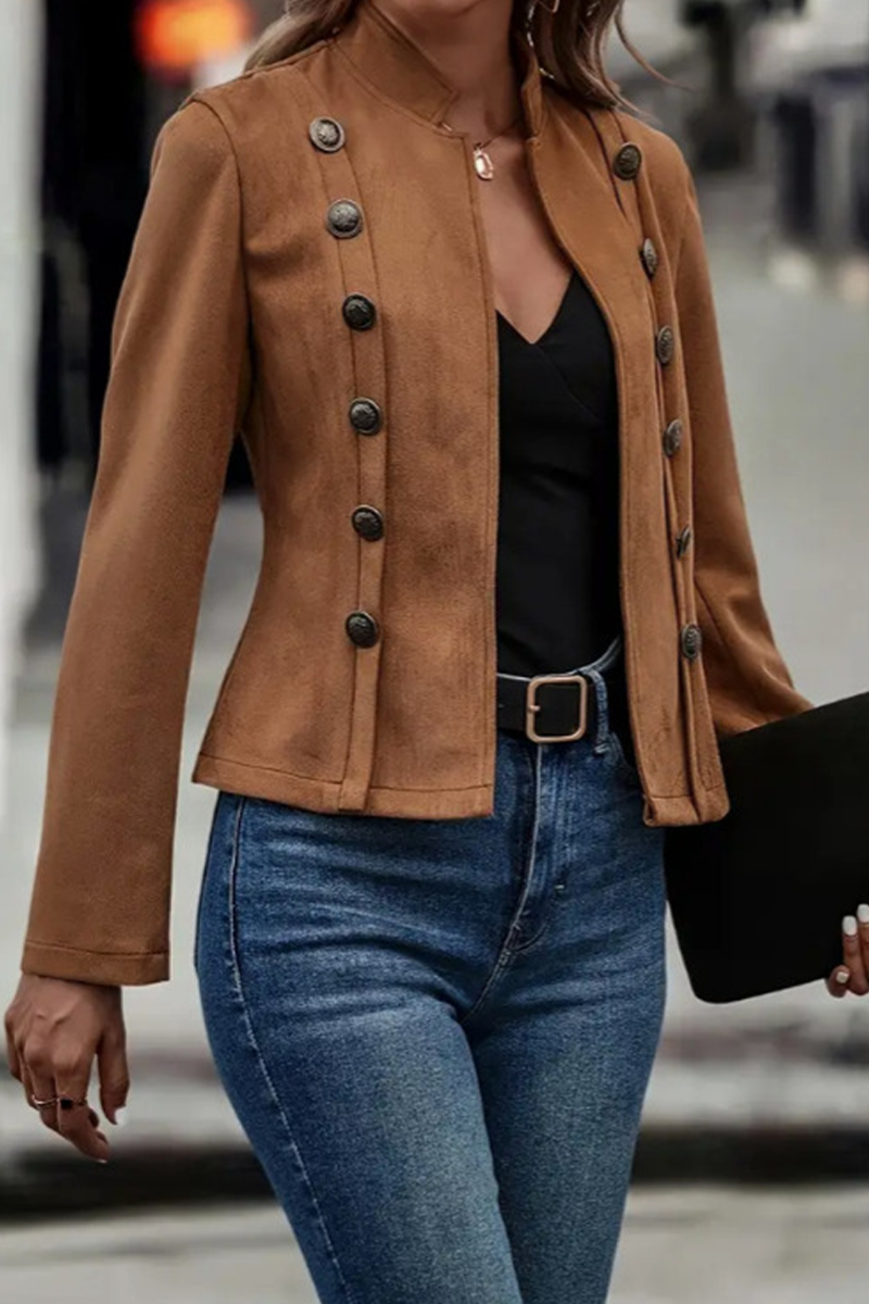 Bohonini Casual Solid Color Patchwork Half Turtleneck Jacket