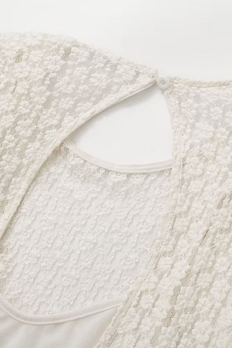 Elegant Solid Color Hollow Out O Neck Long Sleeve Dresses - Fashionpara