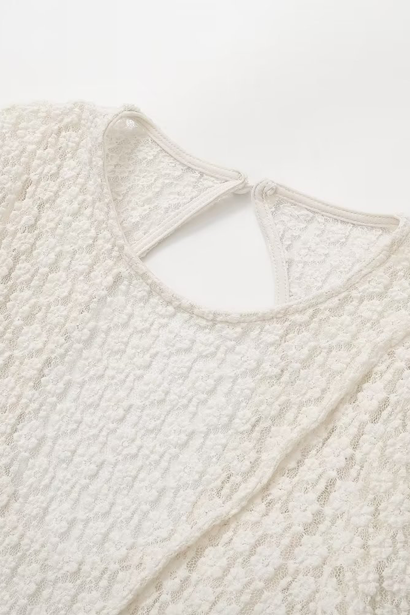 Elegant Solid Color Hollow Out O Neck Long Sleeve Dresses - Fashionpara