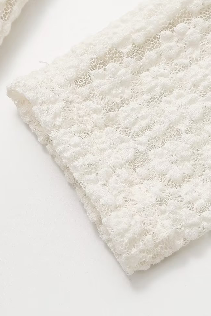 Elegant Solid Color Hollow Out O Neck Long Sleeve Dresses - Fashionpara