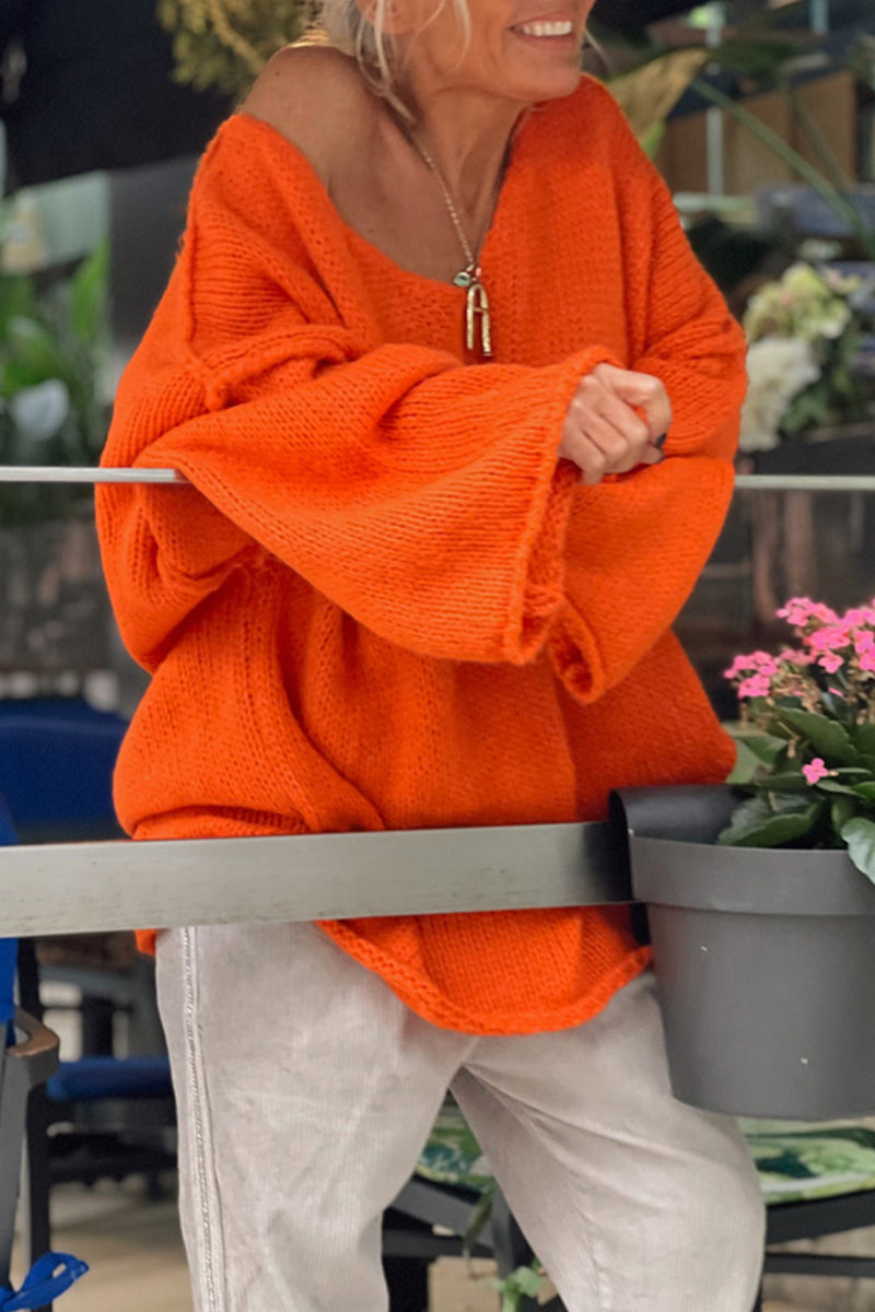 Bohonini Solid Color V Neck Sweater for Effortless Style