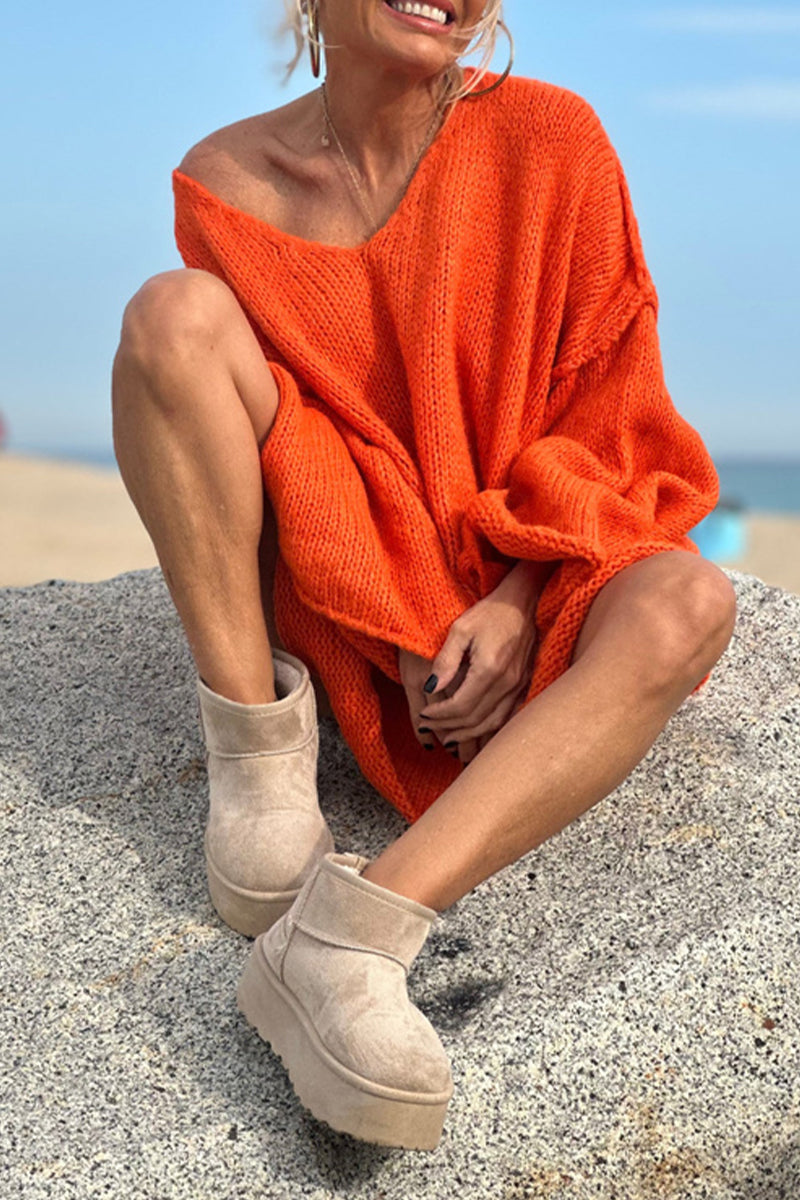 Bohonini Solid Color V Neck Sweater for Effortless Style