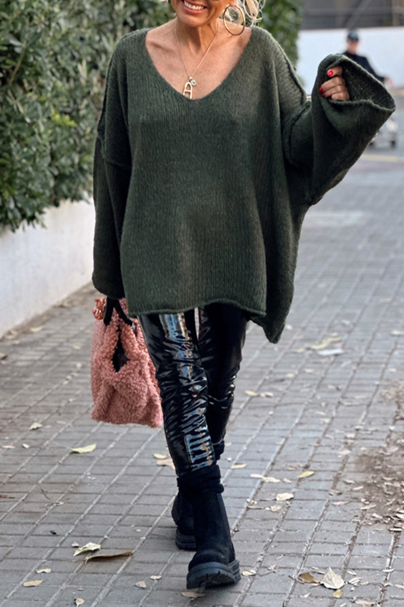 Bohonini Solid Color V Neck Sweater for Effortless Style