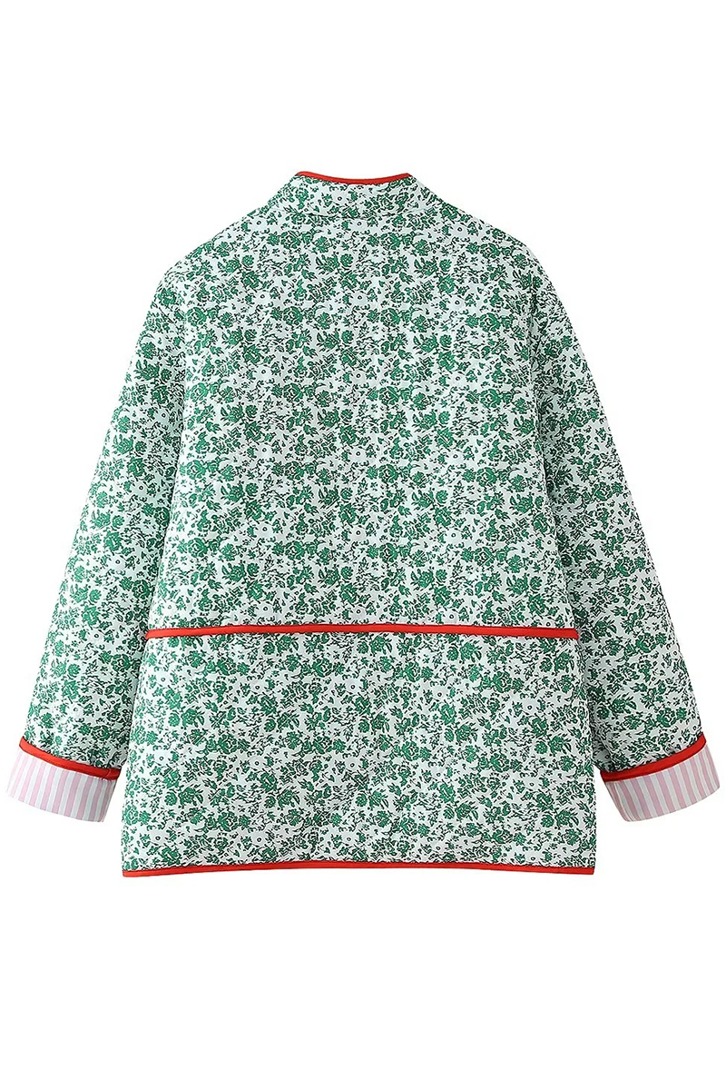 Bohonini Casual Floral Contrast O Neck Blazer Jacket Outerwear