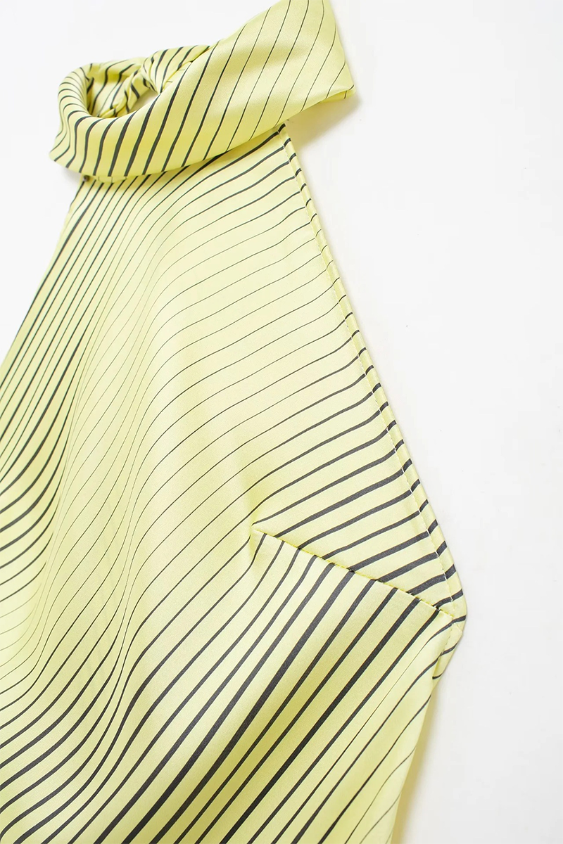 Sexy Striped Print Lace Up Backless Halter One Step Skirt Dresses - Fashionpara