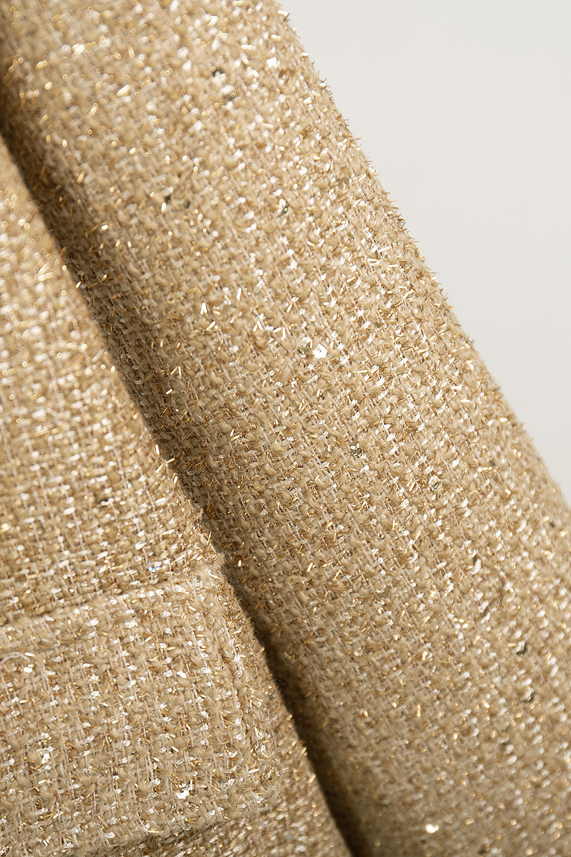 Elegant Solid Color Sequins Mandarin Collar Outerwear Jacket