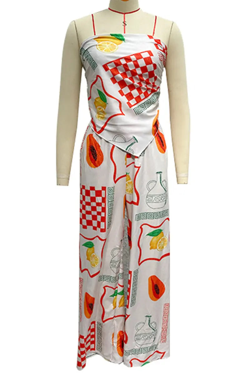 Sexy Daily Graffiti Print Knotted Strapless Sleeveless Two Pieces(7 Colors)  Fashionpara