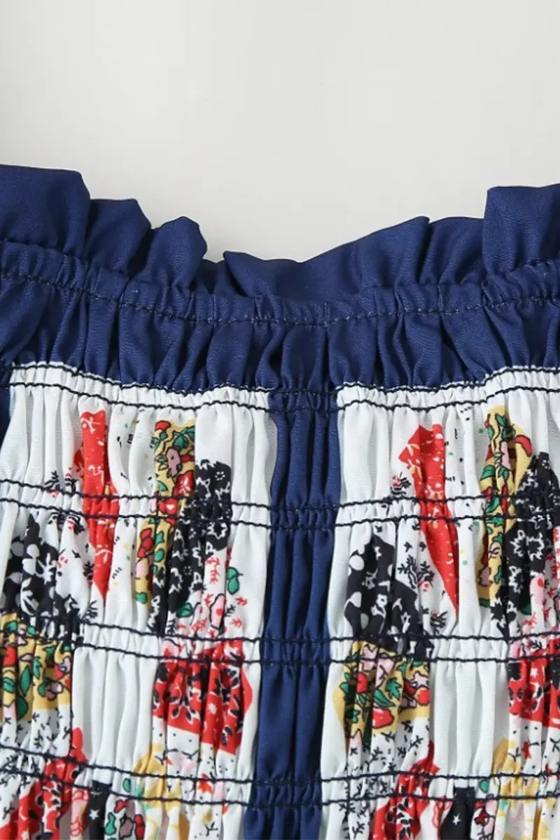 Sexy Geometric Print Patchwork Bow Decor Contrast Square Neck One Step Skirt Dresses  Fashionpara