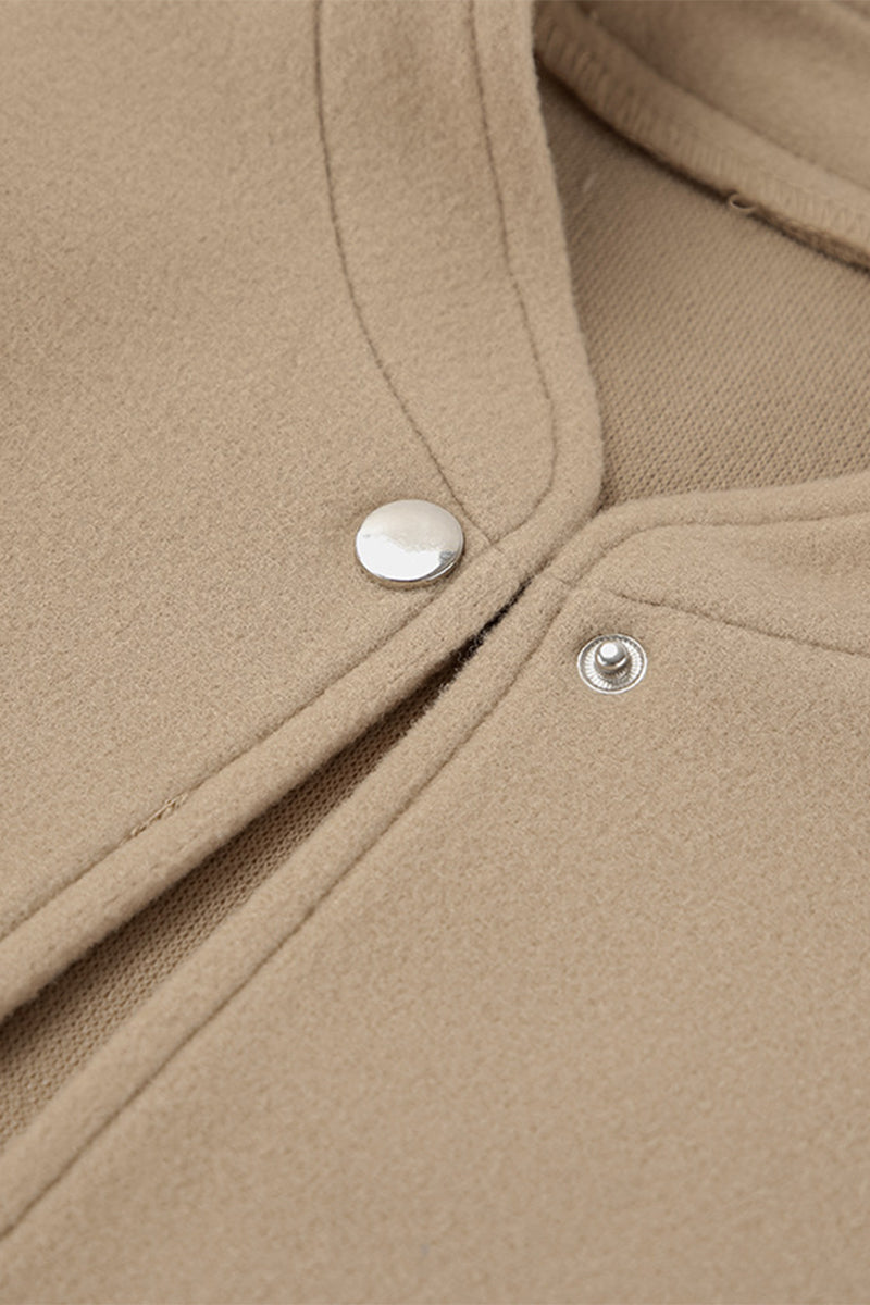 Solid Color Pocket Blazer with Mandarin Collar for Casual Style