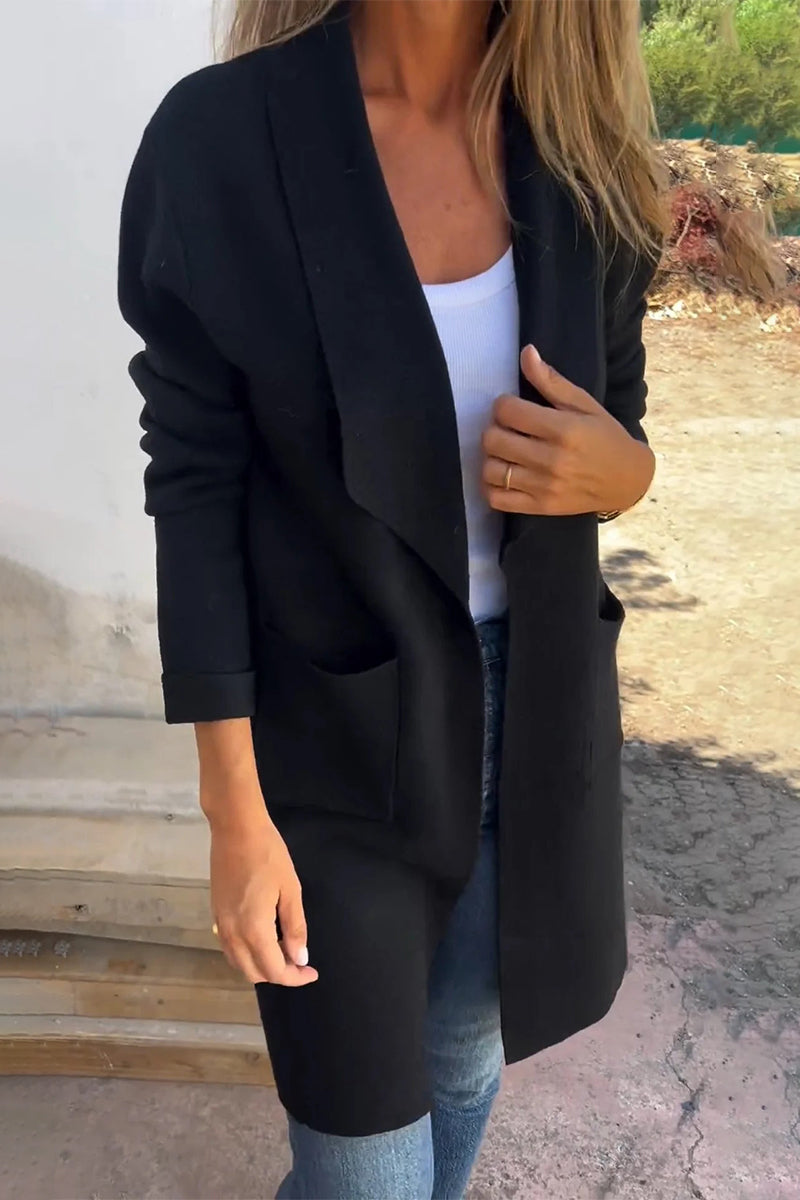 Bohonini Casual Solid Color Pocket Turndown Collar Coat