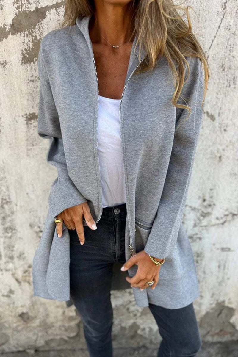 Stylish Hooded Zipper Jacket with Pocket in 5 Colors